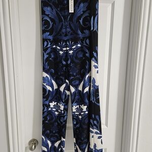 Alice + Olivia Blue and Black Baroque Print Pants